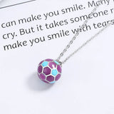 925 Silver Football Pendant Choker Necklace Colorful for Women