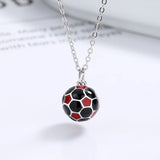 925 Silver Football Pendant Choker Necklace Colorful for Women