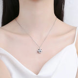 925 Silver Football Pendant Choker Necklace Colorful for Women