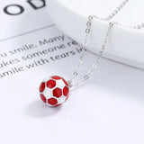 925 Silver Football Pendant Choker Necklace Colorful for Women