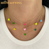 925 Silver Enamel Heart Charm Chain Necklace 35+10cm