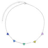 925 Silver Enamel Heart Charm Chain Necklace 35+10cm