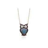 925 Silver Colorful Owl Pendant Necklace for Women