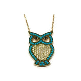 925 Silver Colorful Owl Pendant Necklace for Women