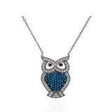 925 Silver Colorful Owl Pendant Necklace for Women