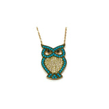 925 Silver Colorful Owl Pendant Necklace for Women