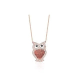 925 Silver Colorful Owl Pendant Necklace for Women