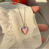 925 Silver Rainbow Mermaid Charm Pendant Necklace O Chain Party Jewelry