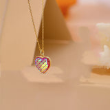 925 Silver Rainbow Mermaid Charm Pendant Necklace O Chain Party Jewelry