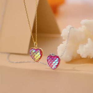 925 Silver Rainbow Mermaid Charm Pendant Necklace O Chain Party Jewelry