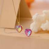 925 Silver Rainbow Mermaid Charm Pendant Necklace O Chain Party Jewelry