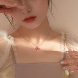 925 Silver Rainbow Mermaid Charm Pendant Necklace O Chain Party Jewelry