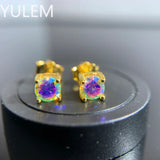 925 Silver Rainbow Moissanite Earring Studs 0.6CT