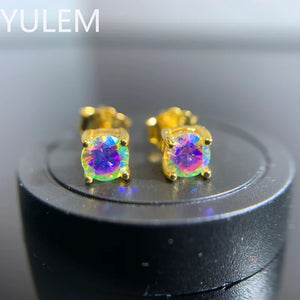 925 Silver Rainbow Moissanite Earring Studs 0.6CT