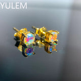 925 Silver Rainbow Moissanite Earring Studs 0.6CT