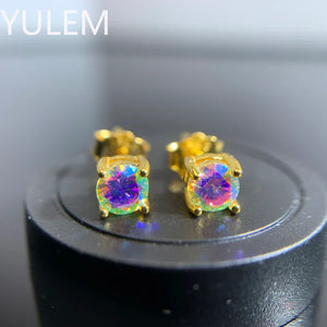 925 Silver Rainbow Moissanite Earring Studs 0.6CT