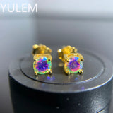 925 Silver Rainbow Moissanite Earring Studs 0.6CT