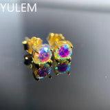 925 Silver Rainbow Moissanite Earring Studs 0.6CT