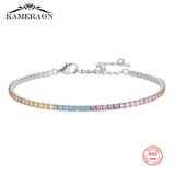 925 Silver Colorful Tennis Bracelet 18K Plated Fine Jewelry
