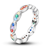 925 Silver Colorful Zircon Finger Ring Women Dazzling Jewelry Gift