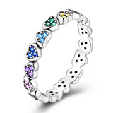 925 Silver Colorful Zircon Finger Ring Women Dazzling Jewelry Gift