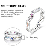 925 Silver Colorful Zircon Finger Ring Women Dazzling Jewelry Gift