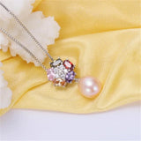 925 Silver Zircon Pendant & Freshwater Pearl Necklace