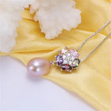 925 Silver Zircon Pendant & Freshwater Pearl Necklace