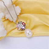 925 Silver Zircon Pendant & Freshwater Pearl Necklace