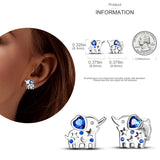925 Silver Zircon Stud Earrings Unicorn Cat Paw Avocado Feather Heart Drop