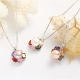 925 Silver Zircon Pendant Natural Pearl Necklace