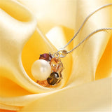 925 Silver Zircon Pendant Natural Pearl Necklace