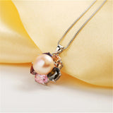 925 Silver Zircon Pendant Natural Pearl Necklace