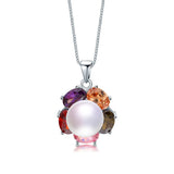 925 Silver Zircon Pendant Natural Pearl Necklace
