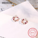 925 Silver Colorful Zircon Wreath Stud Earring for Women