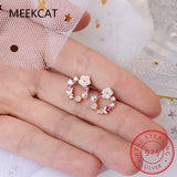 925 Silver Colorful Zircon Wreath Stud Earring for Women