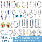 925 Silver Zircon Triple Stud Earrings Sweet Colorful Polygonal