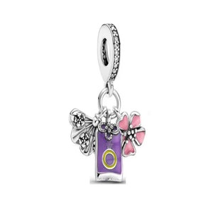 925 Silver Comb & Scissors Charm Bead for Bracelet DIY Jewelry Women