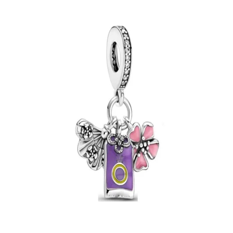 925 Silver Comb & Scissors Charm Bead for Bracelet DIY Jewelry Women