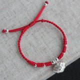 925 Silver Lock Charm Bracelet Red Thread Adjustable