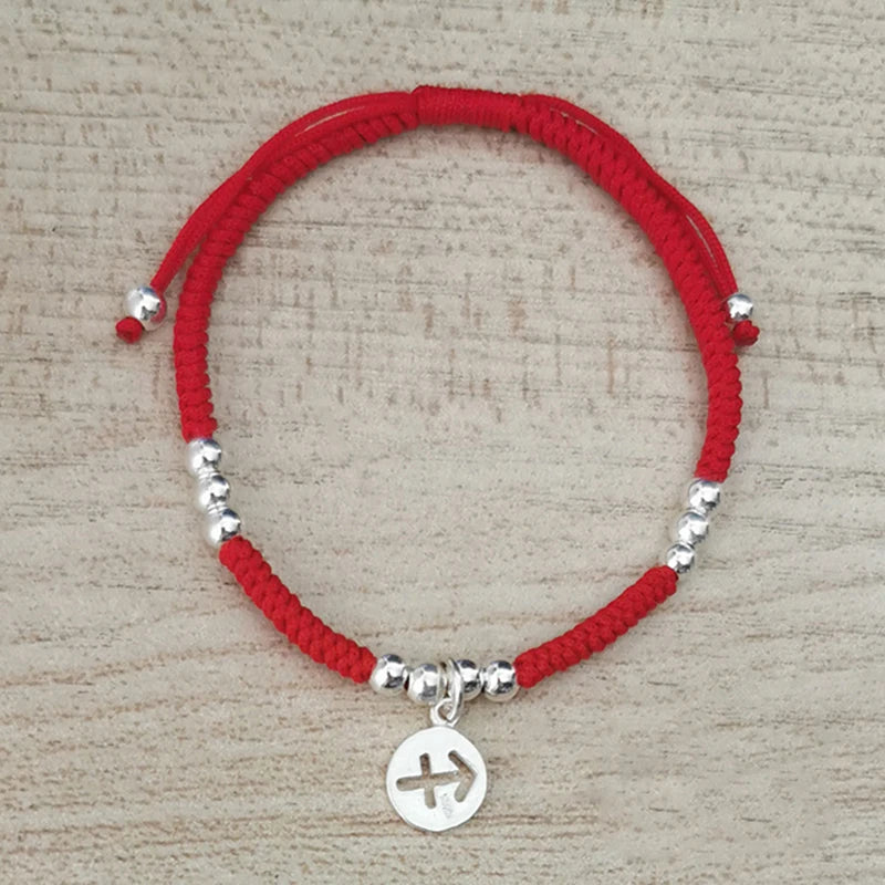 925 Silver Constellation Bracelet Red Thread Statement Jewelry