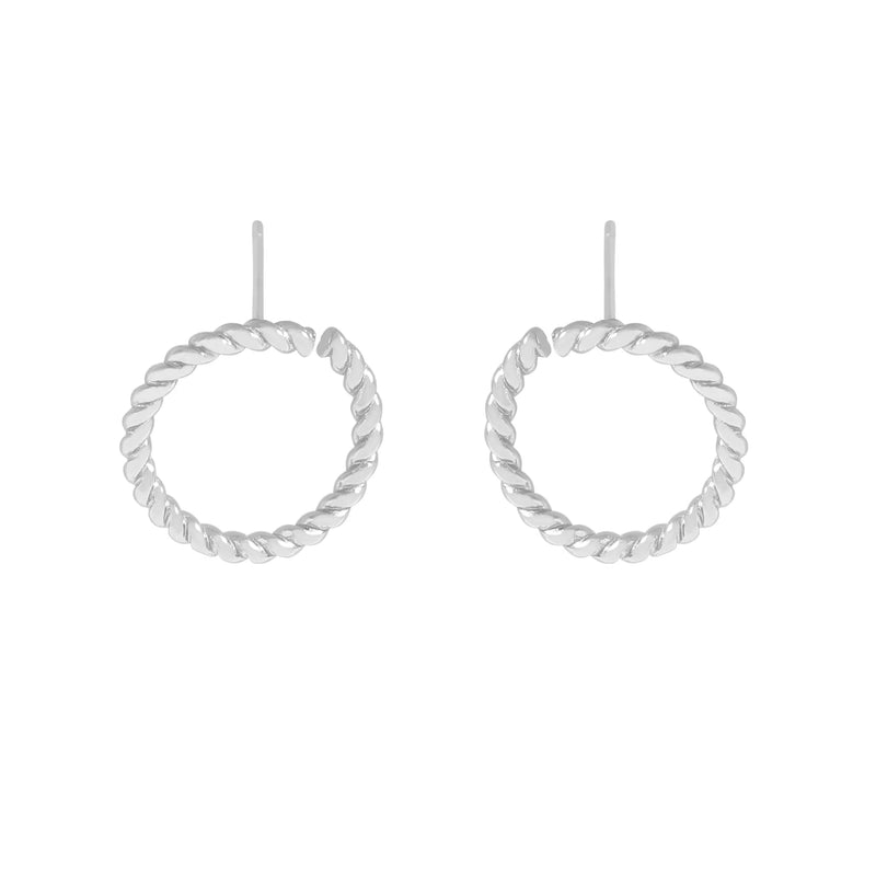 925 Silver Twist Fried Dough Twists Ring Earrings
