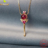 925 Silver Corundum Wand Pendant Necklace for Women