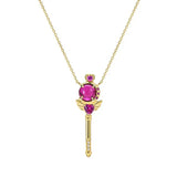 925 Silver Corundum Wand Pendant Necklace for Women