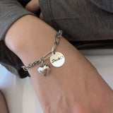 925 Silver Couple Bracelet LOVE Heart Pendant Thai Silver Hand Jewelry