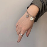 925 Silver Couple Bracelet LOVE Heart Pendant Thai Silver Hand Jewelry
