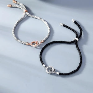 925 Silver Couple Bracelet Thread Cord String Bracelets Ring Jewelry
