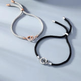 925 Silver Couple Bracelet Thread Cord String Bracelets Ring Jewelry