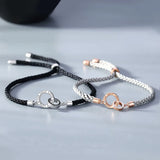 925 Silver Couple Bracelet Thread Cord String Bracelets Ring Jewelry