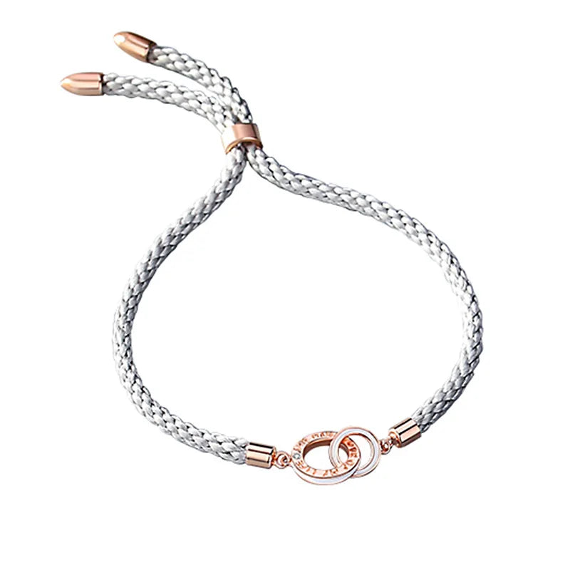 925 Silver Couple Bracelet Thread Cord String Bracelets Ring Jewelry